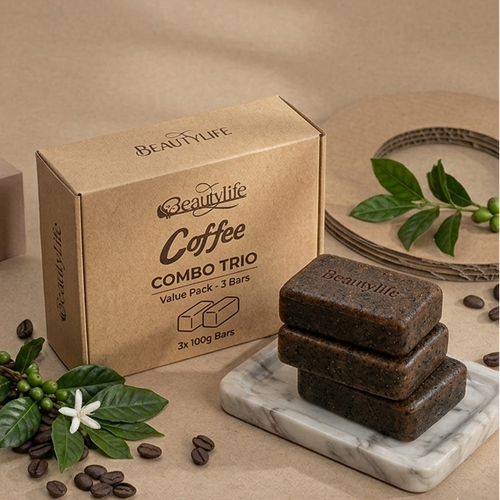 Coffee soap 3 combo bars with packaging on a discounted price 